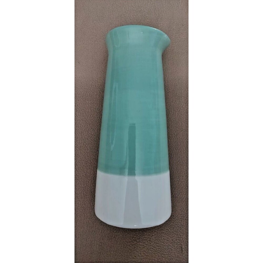 Modern Green White Ceramic Vase Pitcher Container Jar Minimalist Easter Spring - Picture 4 of 7